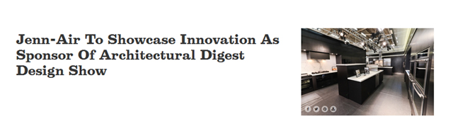 Jenn-Air To Showcase Innovation As Sponsor Of Architectural Digest Design Show