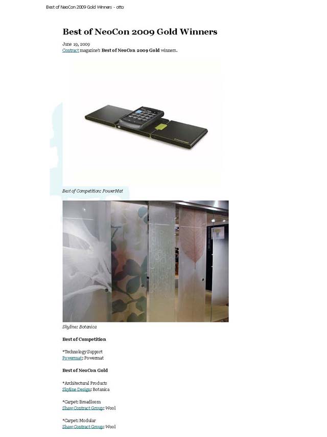 Otto: Best of NeoCon 2009 Gold Winners